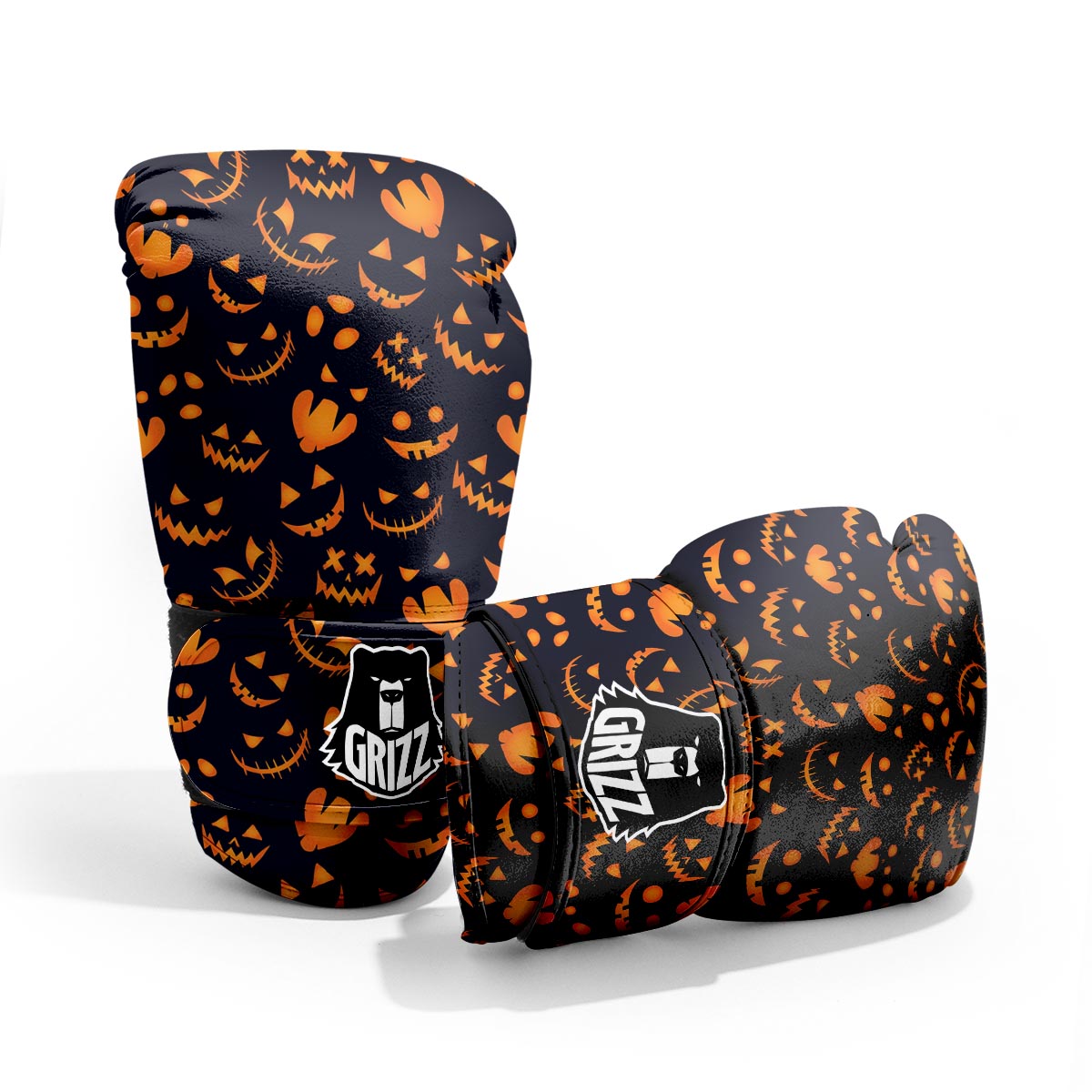 Scary Pumpkin Halloween Print Pattern Pro Boxing Glove