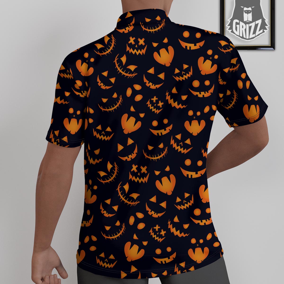 Scary Pumpkin Halloween Print Pattern Untucked Shirts-grizzshop