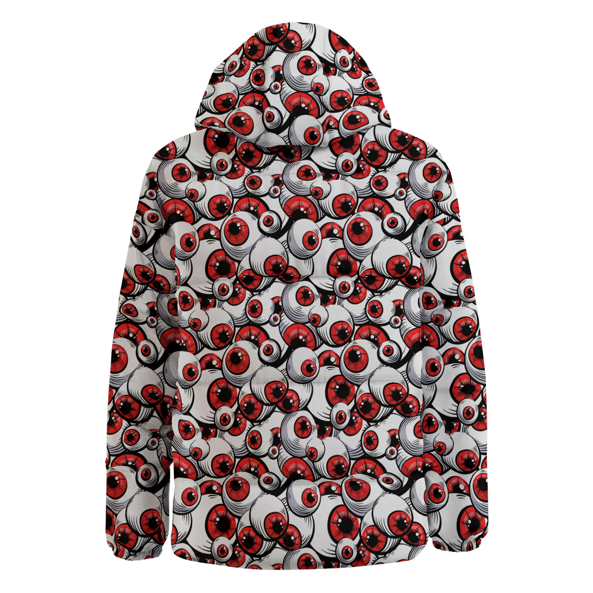 Scary Red Eyes Print Pattern Down Jacket-grizzshop