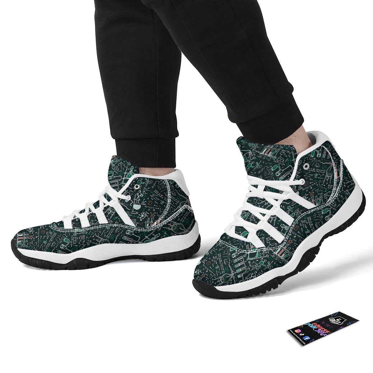 Science Chemistry Pattern Print White Bball Shoes-grizzshop