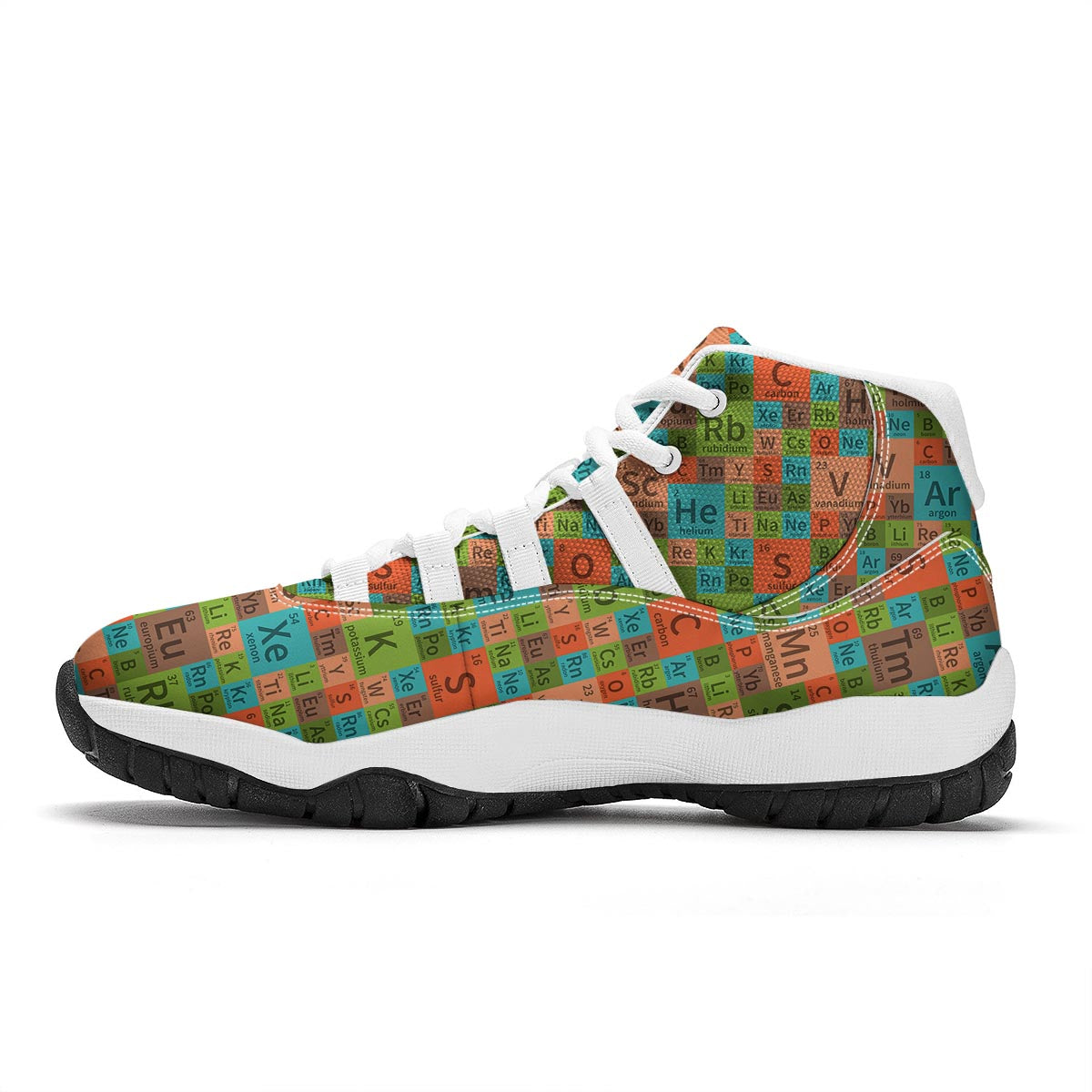 Science Periodic Table Pattern Print White Bball Shoes-grizzshop