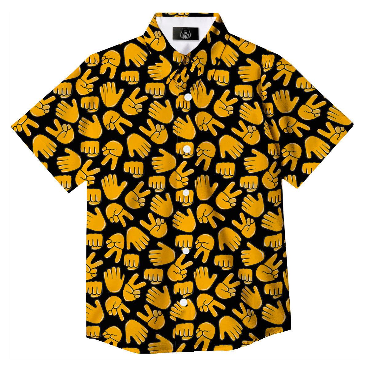 Scissors Paper Rock Emoji Print Pattern Button Up Shirt-grizzshop