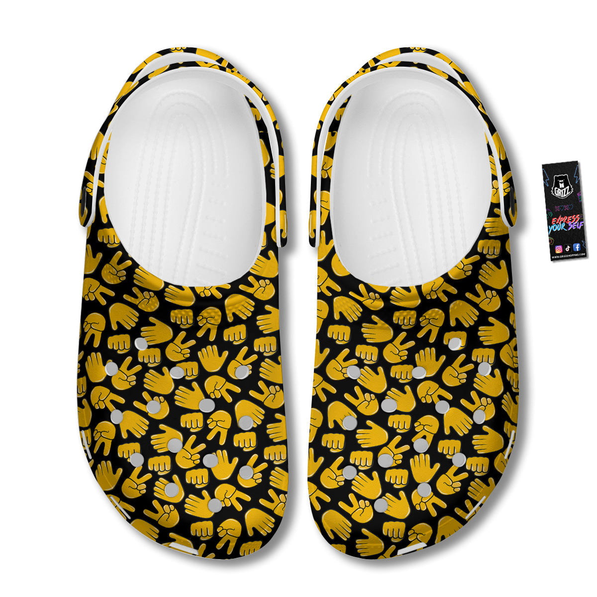 Scissors Paper Rock Emoji Print Pattern Clog-grizzshop