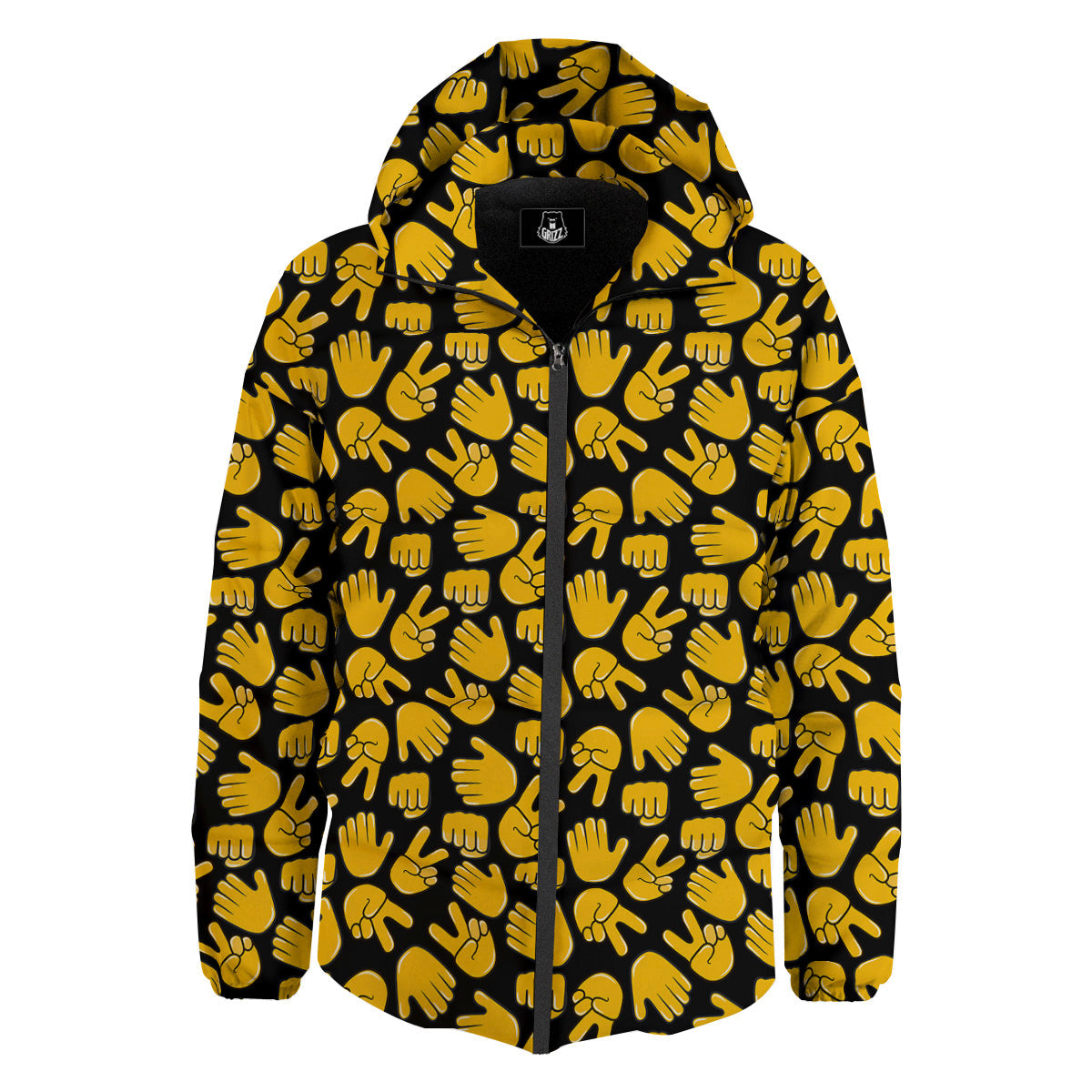 Scissors Paper Rock Emoji Print Pattern Down Jacket-grizzshop