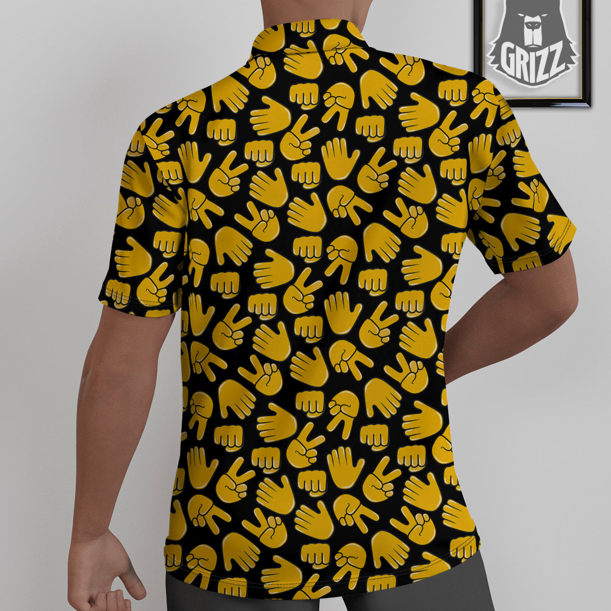 Scissors Paper Rock Emoji Print Pattern Untucked Shirts-grizzshop