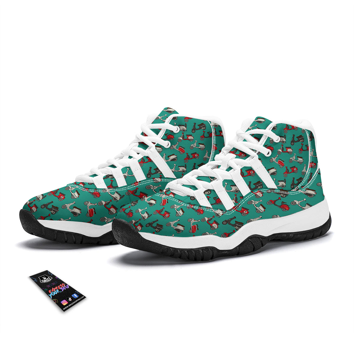 Scoote Print Pattern White Bball Shoes-grizzshop