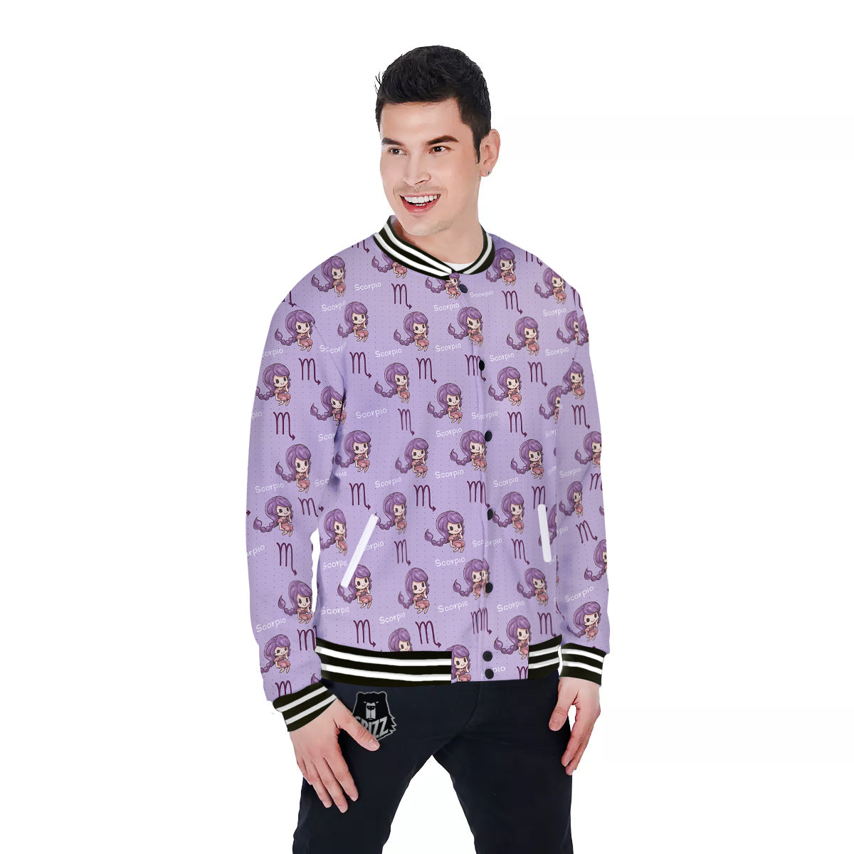 Scorpio Cute Cartoon Print Pattern Baseball Jacket-grizzshop