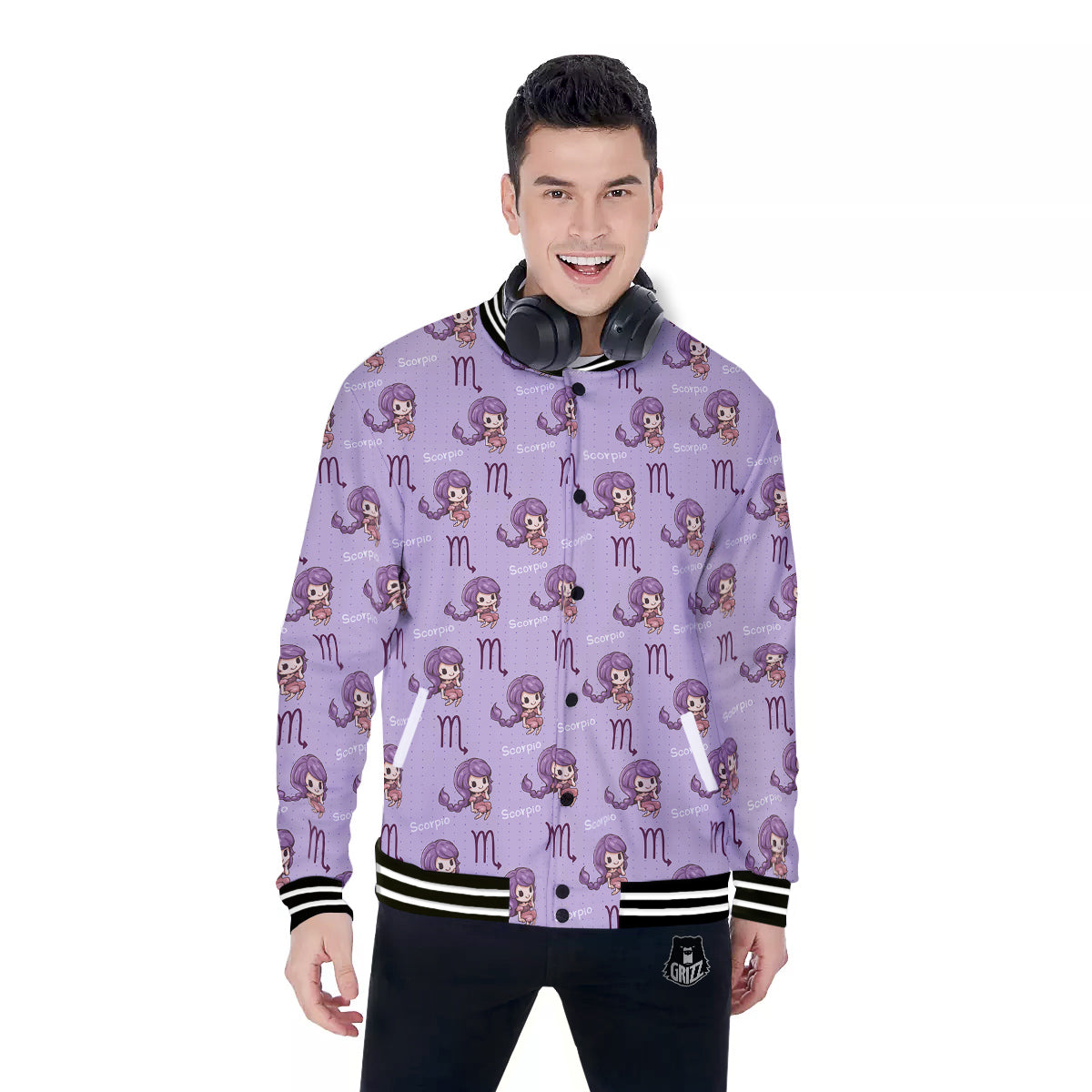 Scorpio Cute Cartoon Print Pattern Baseball Jacket-grizzshop