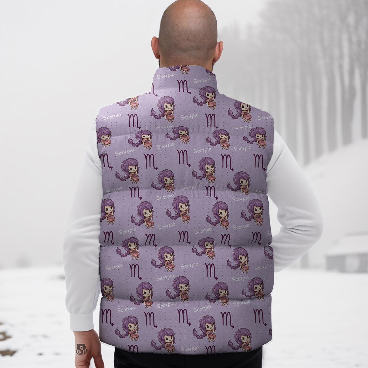 Scorpio Cute Cartoon Print Pattern Down Vest-grizzshop