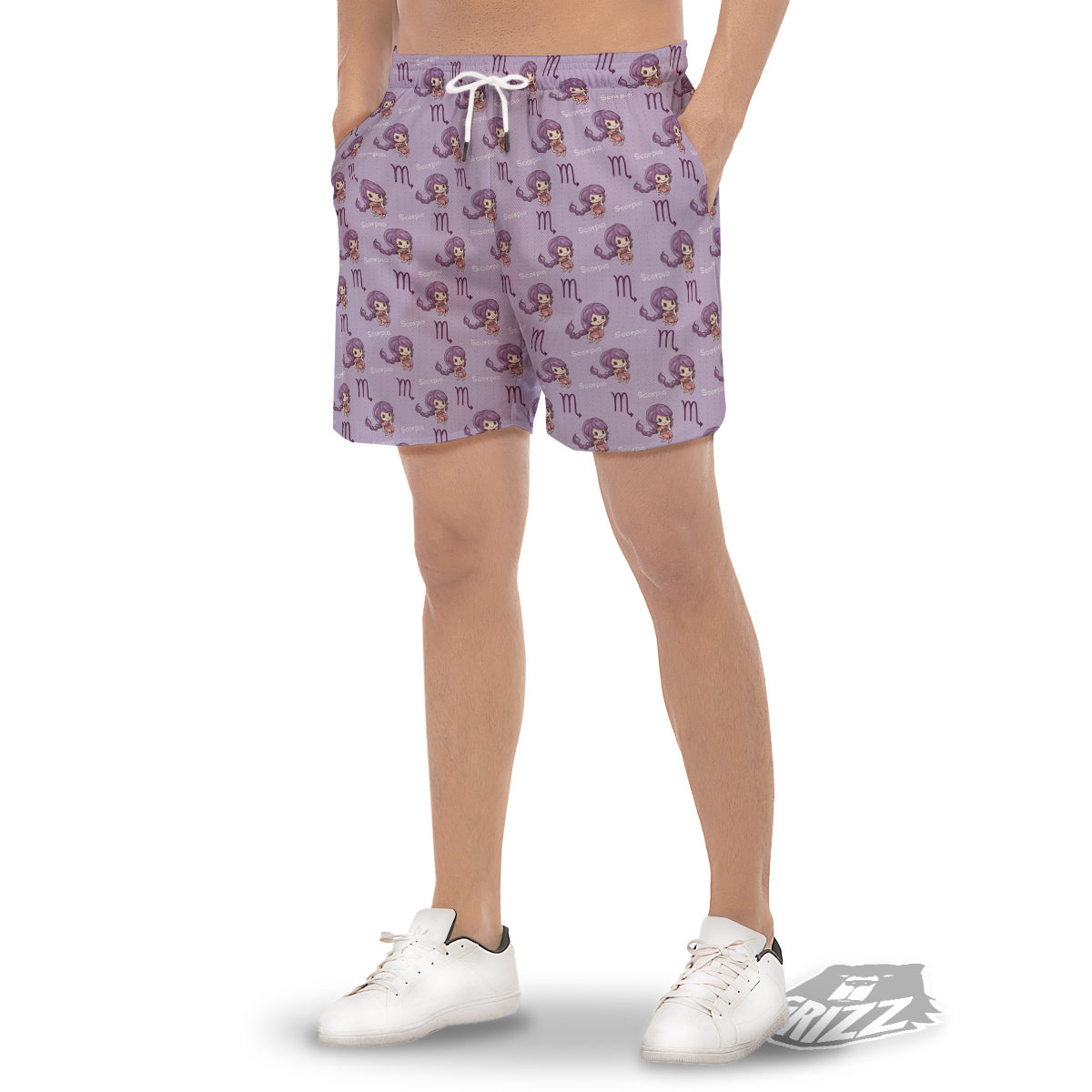 Scorpio Cute Cartoon Print Pattern Men's Gym Shorts-grizzshop