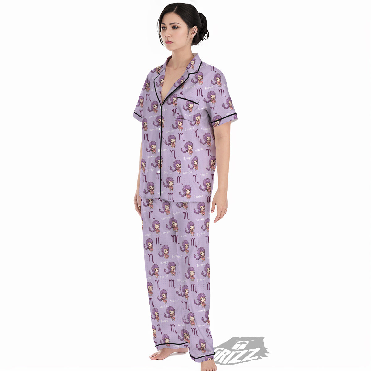 Scorpio Cute Cartoon Print Pattern Women's Pajamas Set-grizzshop