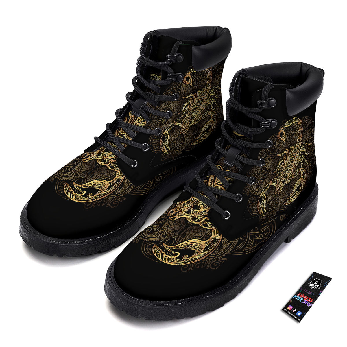Scorpio Gold Print Boots-grizzshop