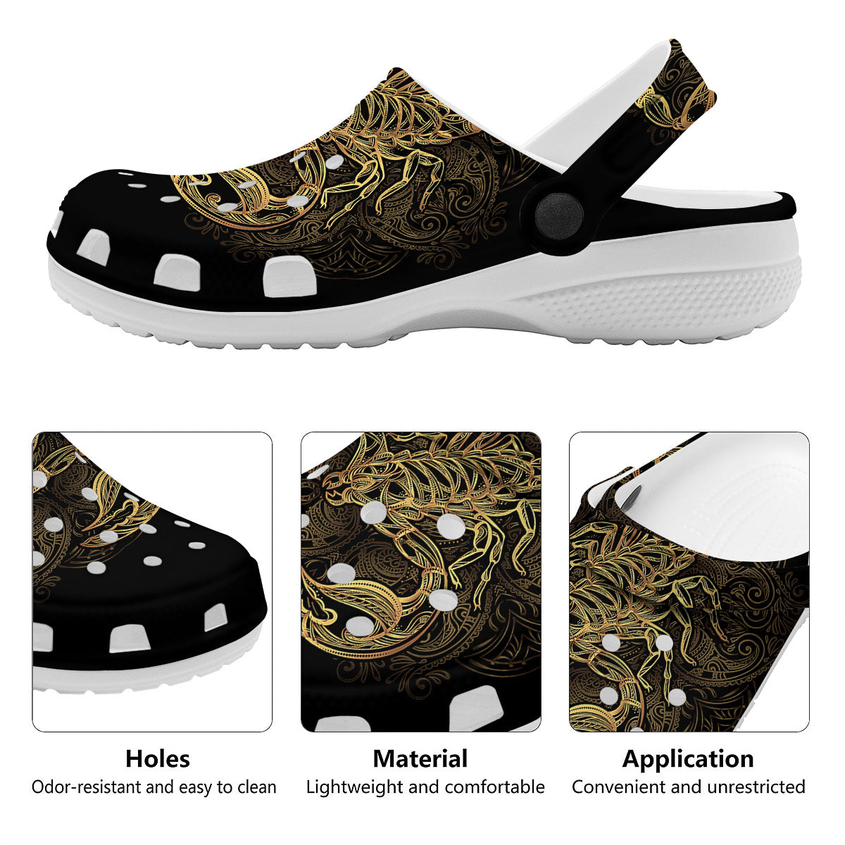 Scorpio Gold Print Clog-grizzshop