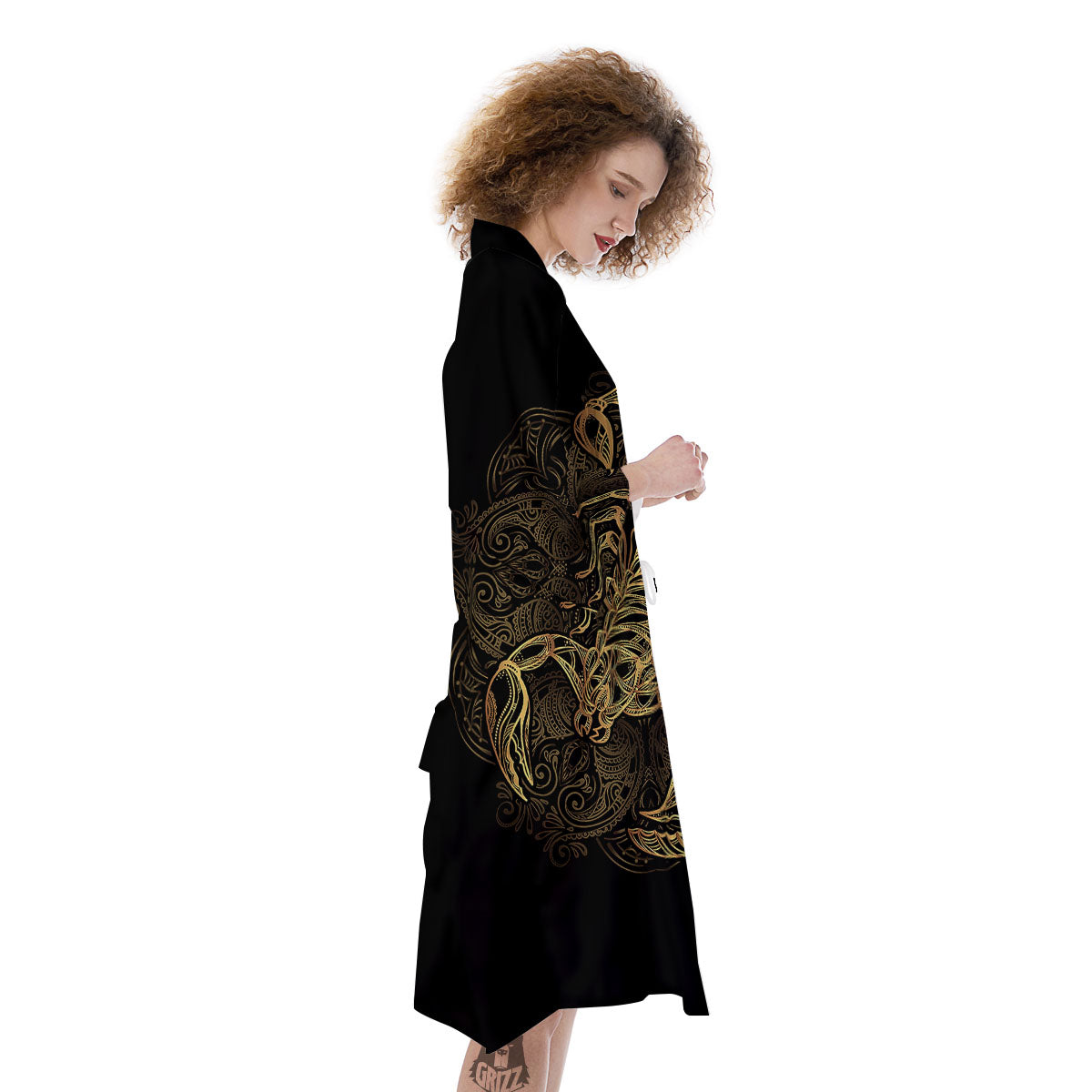 Scorpio Gold Print Kimono-grizzshop