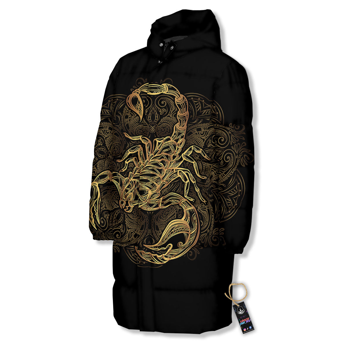 Scorpio Gold Print Long Down Jacket-grizzshop