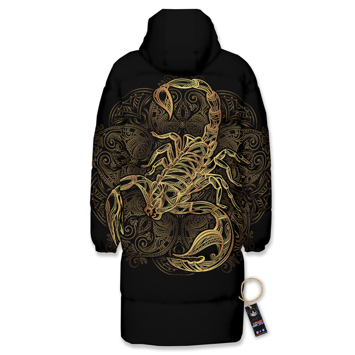 Scorpio Gold Print Long Down Jacket-grizzshop