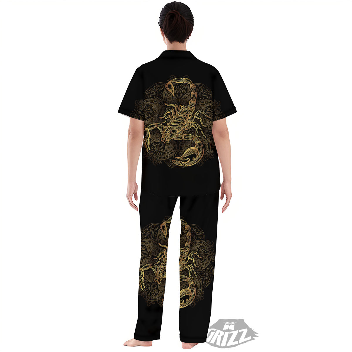 Scorpio Gold Print Women's Pajamas Set-grizzshop