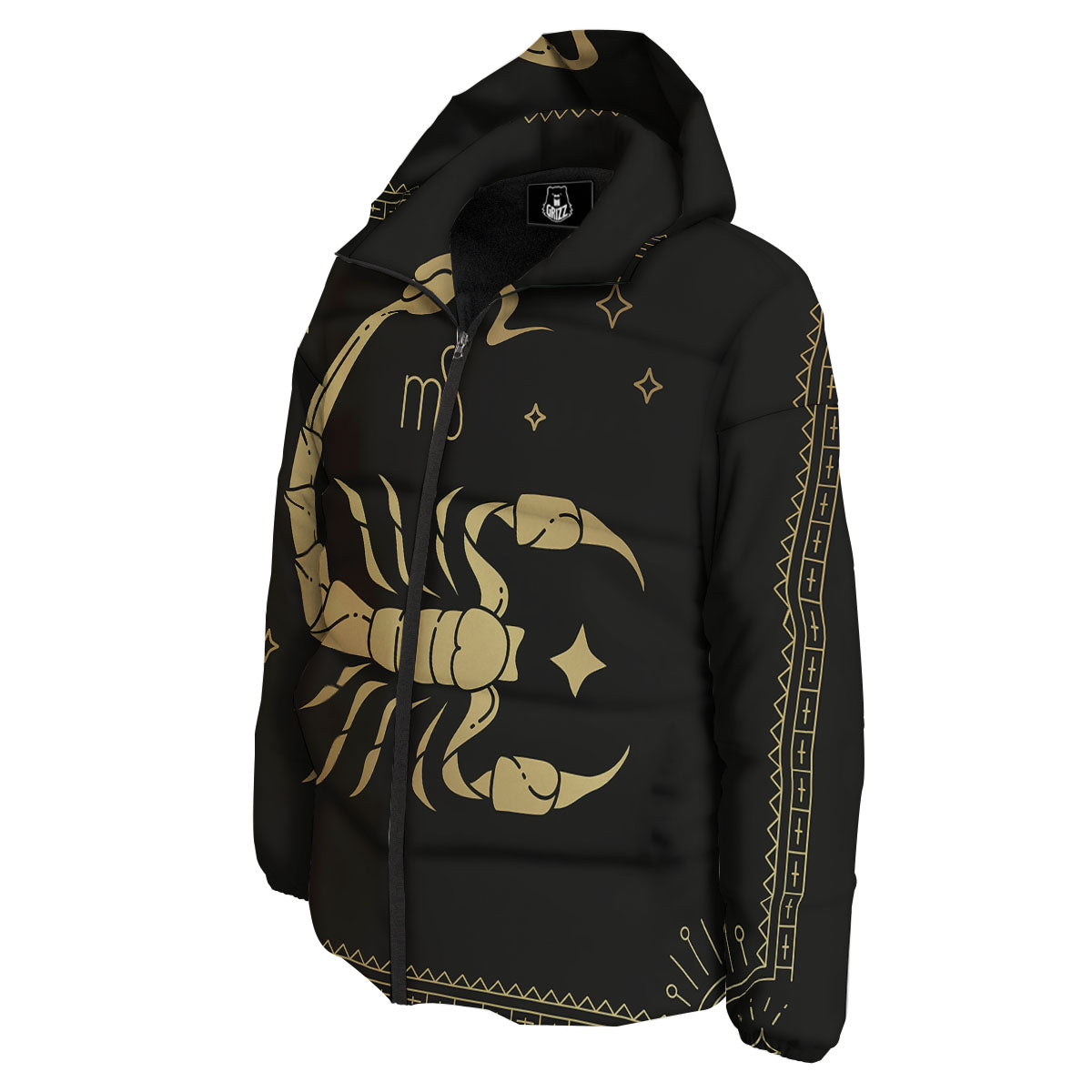 Scorpio Sign Astrological Print Down Jacket-grizzshop