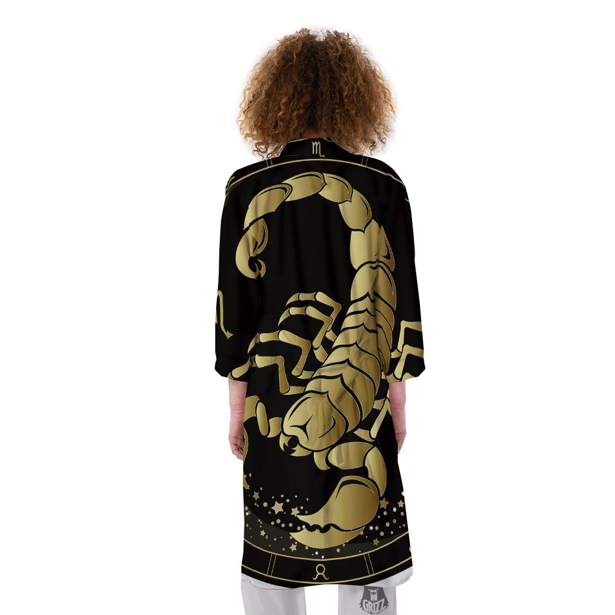 Scorpio Sign Black And Gold Print Kimono-grizzshop