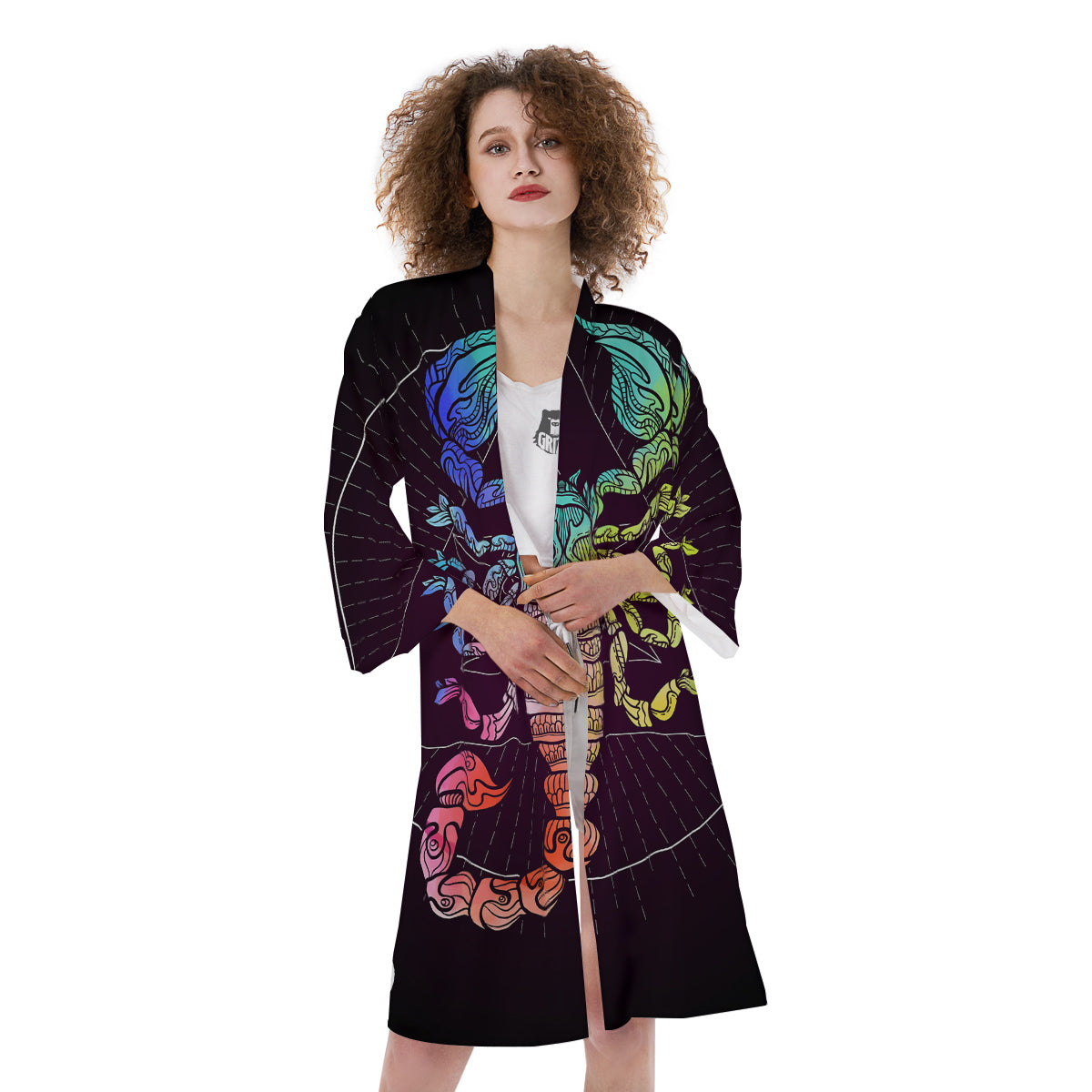 Scorpio Sign Colorful Print Kimono-grizzshop