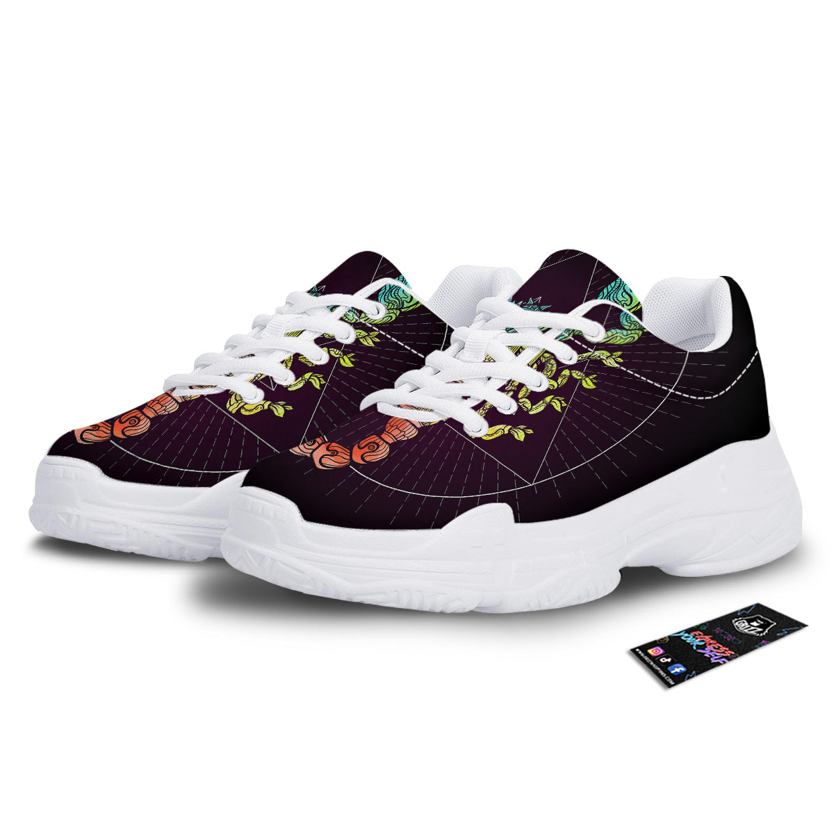Scorpio Sign Colorful Print White Chunky Shoes-grizzshop