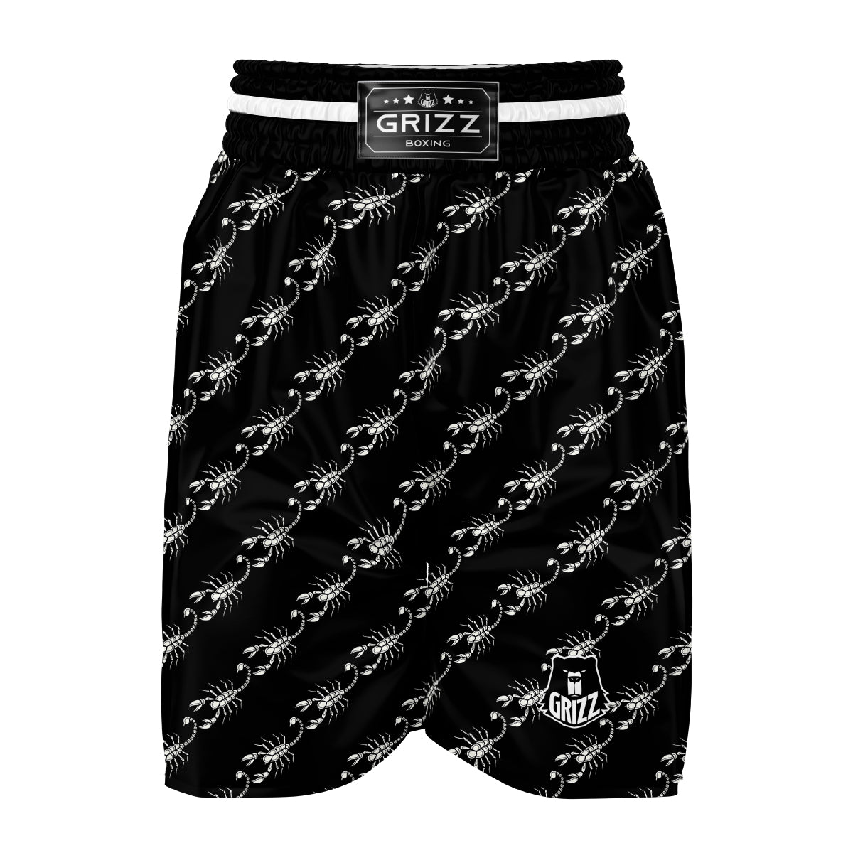 Scorpion Black Print Pattern Boxing Shorts-grizzshop