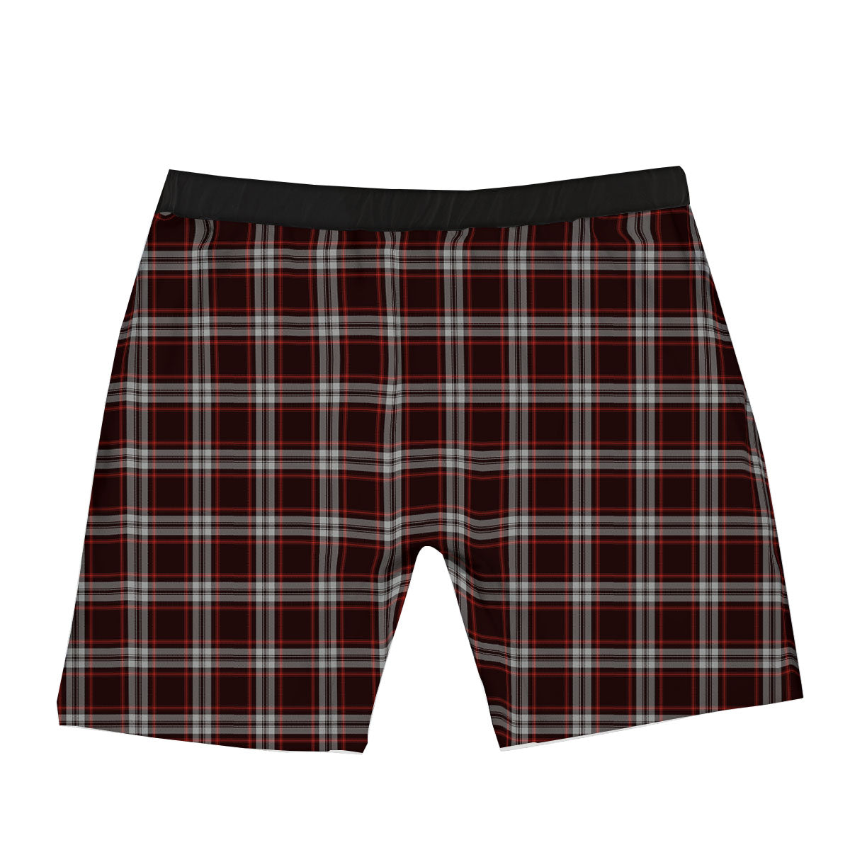 Scottish Plaid Grey Black And Red Print Boxer Briefs-grizzshop