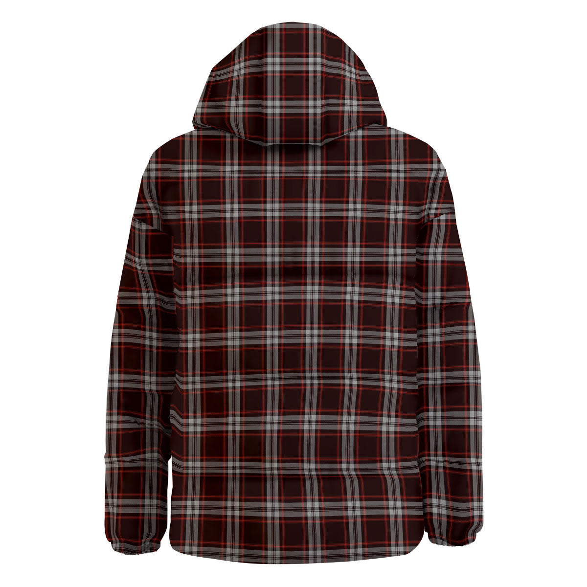 Scottish Plaid Grey Black And Red Print Down Jacket-grizzshop
