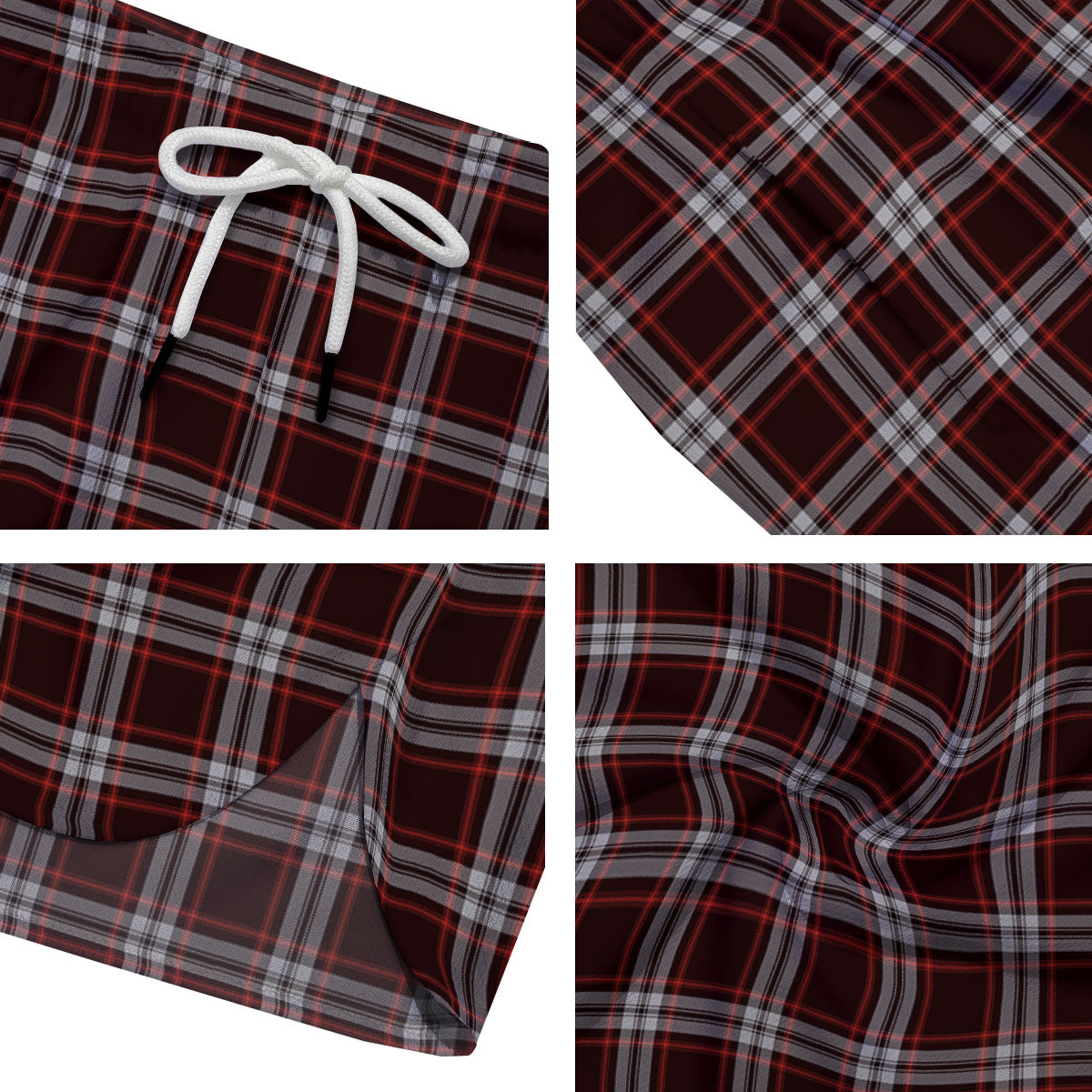 Scottish Plaid Grey Black And Red Print Men's Running Shorts-grizzshop