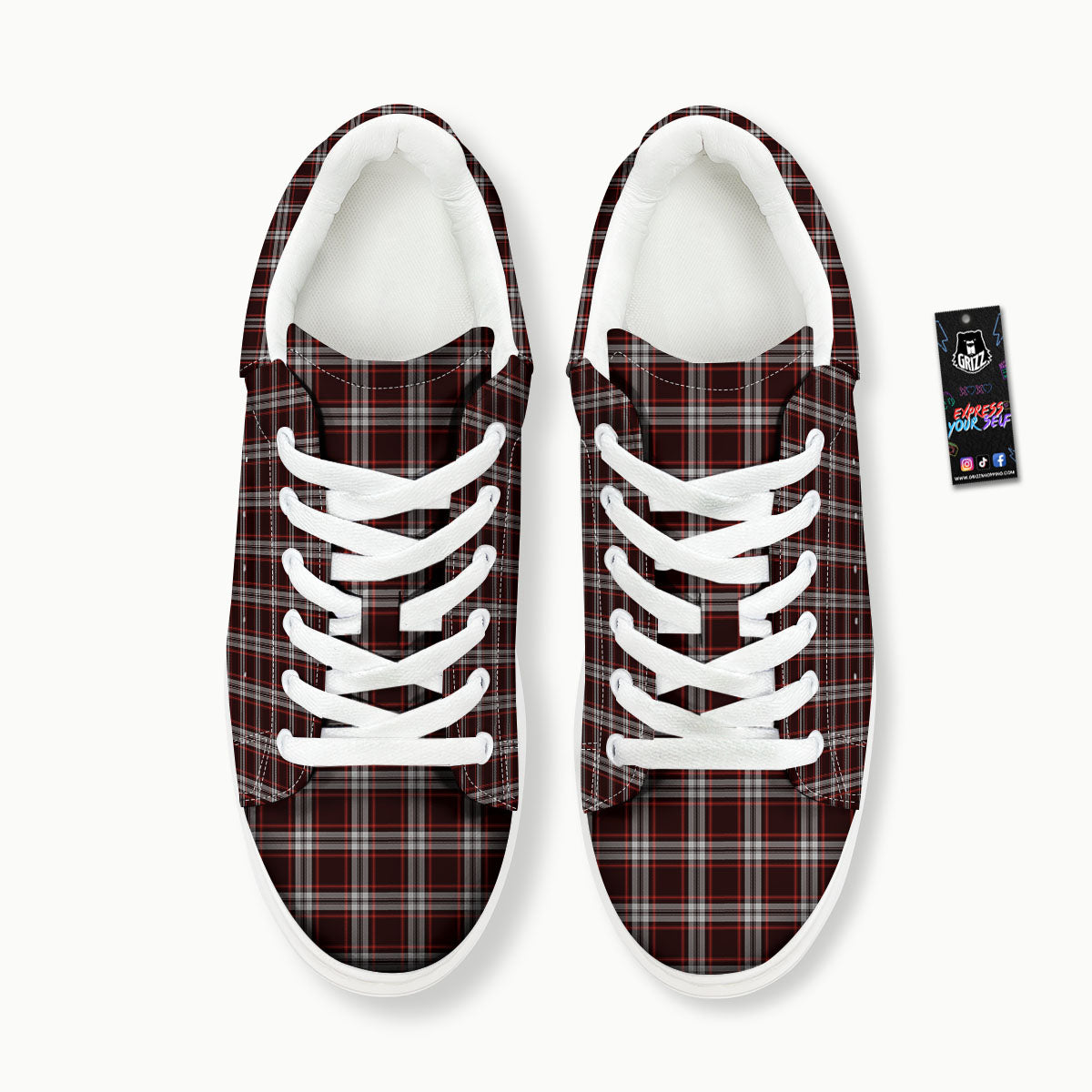 Scottish Plaid Grey Black And Red Print Platform Shoes-grizzshop