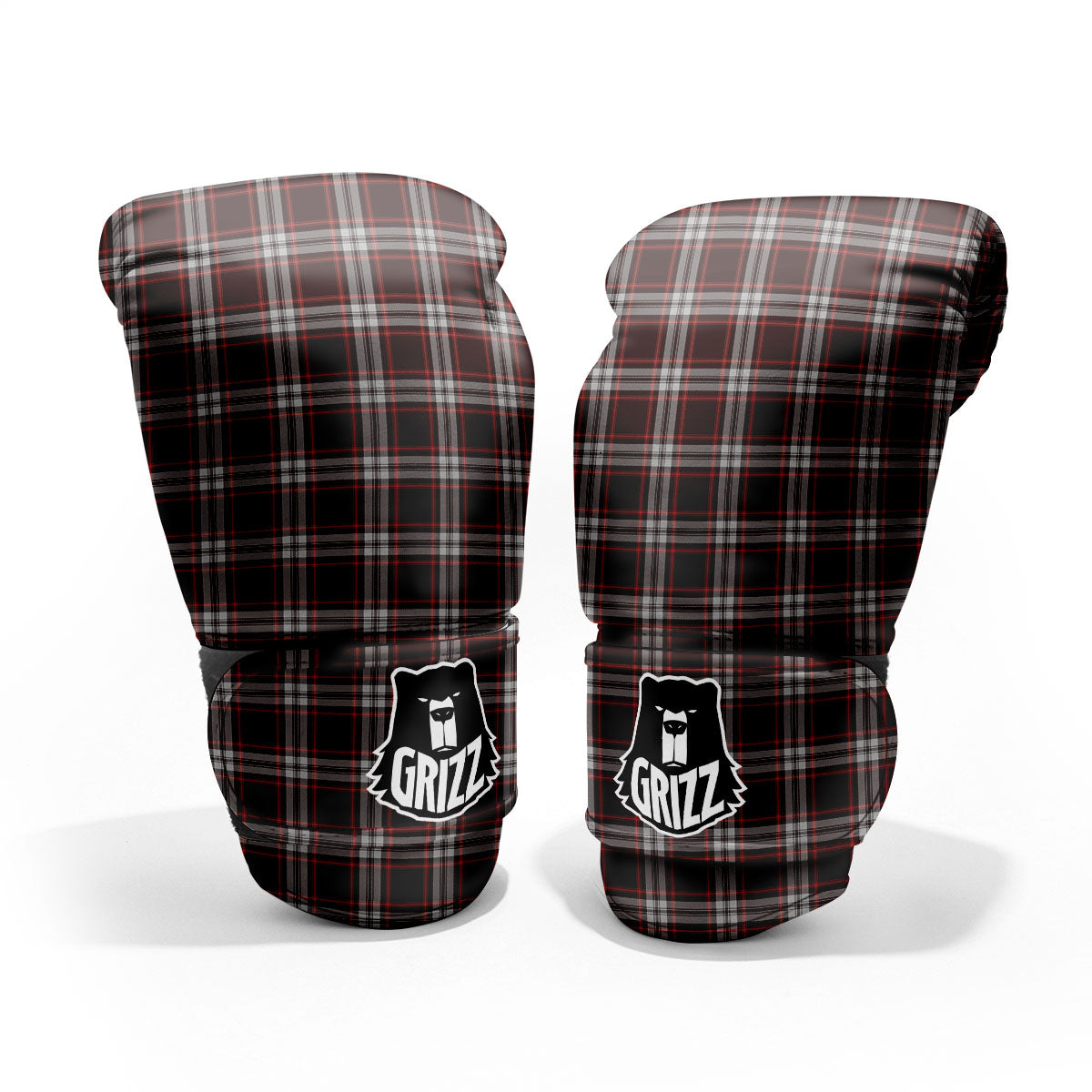 Scottish Plaid Grey Black And Red Print Pro Boxing Glove