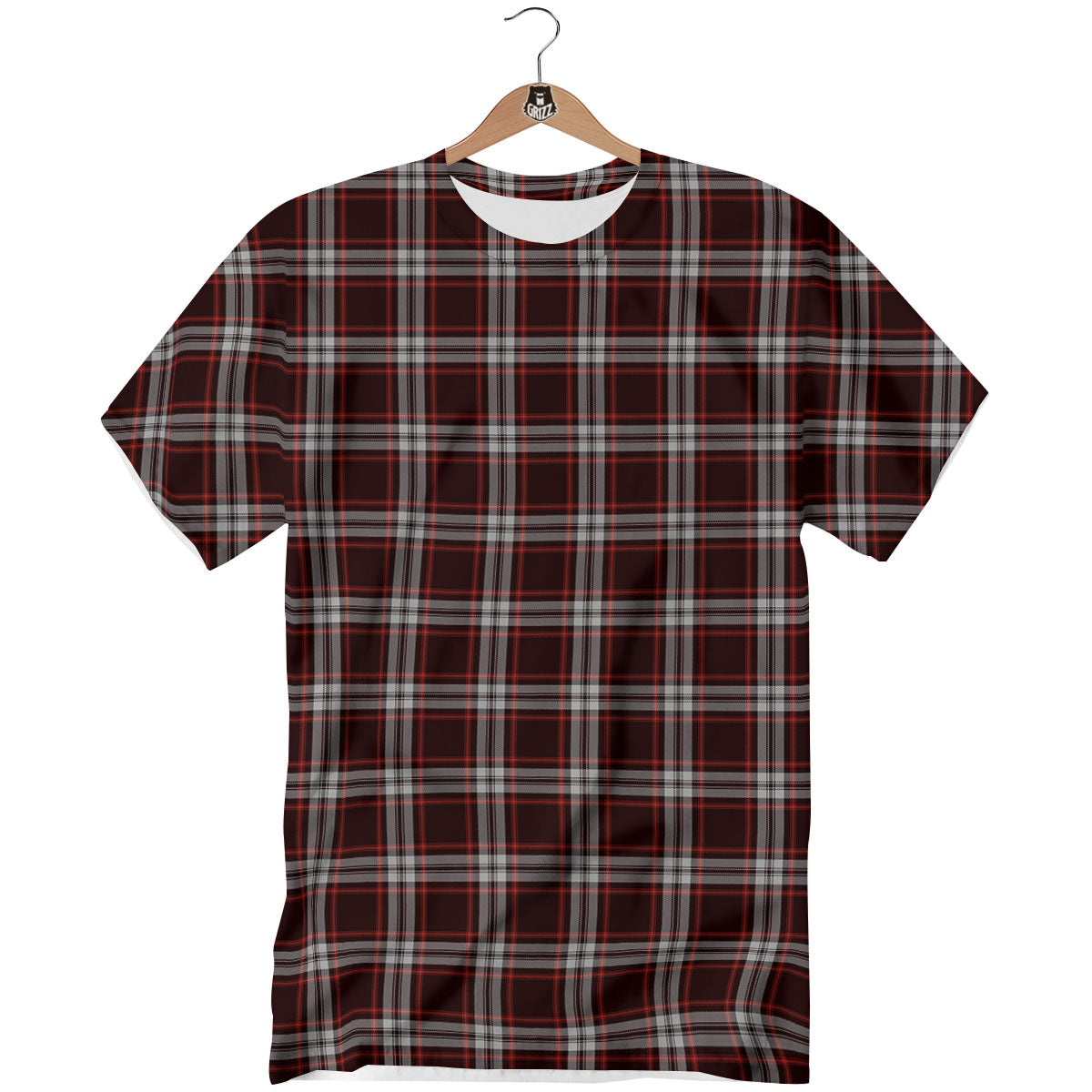 Scottish Plaid Grey Black And Red Print T-Shirt-grizzshop