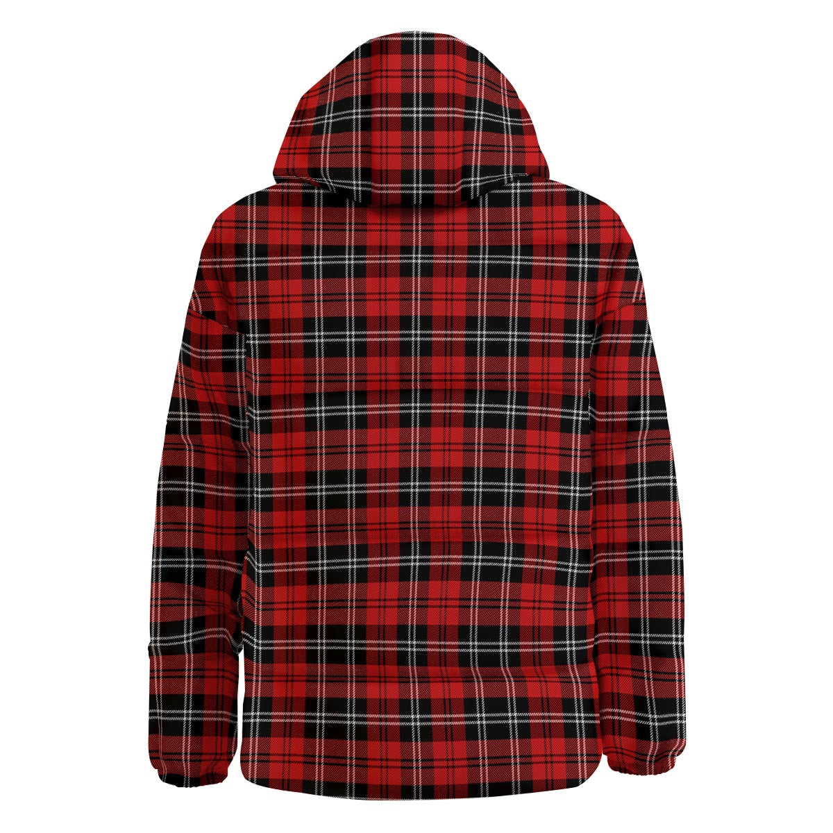 Scottish Plaid Red Black And White Print Pattern Down Jacket-grizzshop
