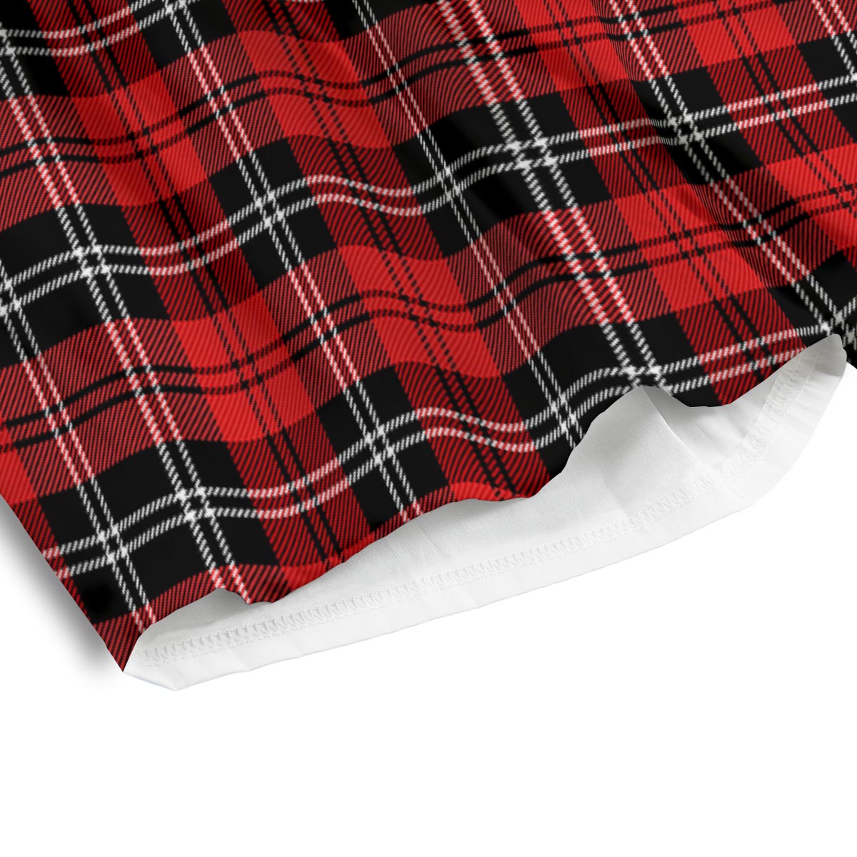 Scottish Plaid Red Black And White Print Pattern Men's Athletic Shorts