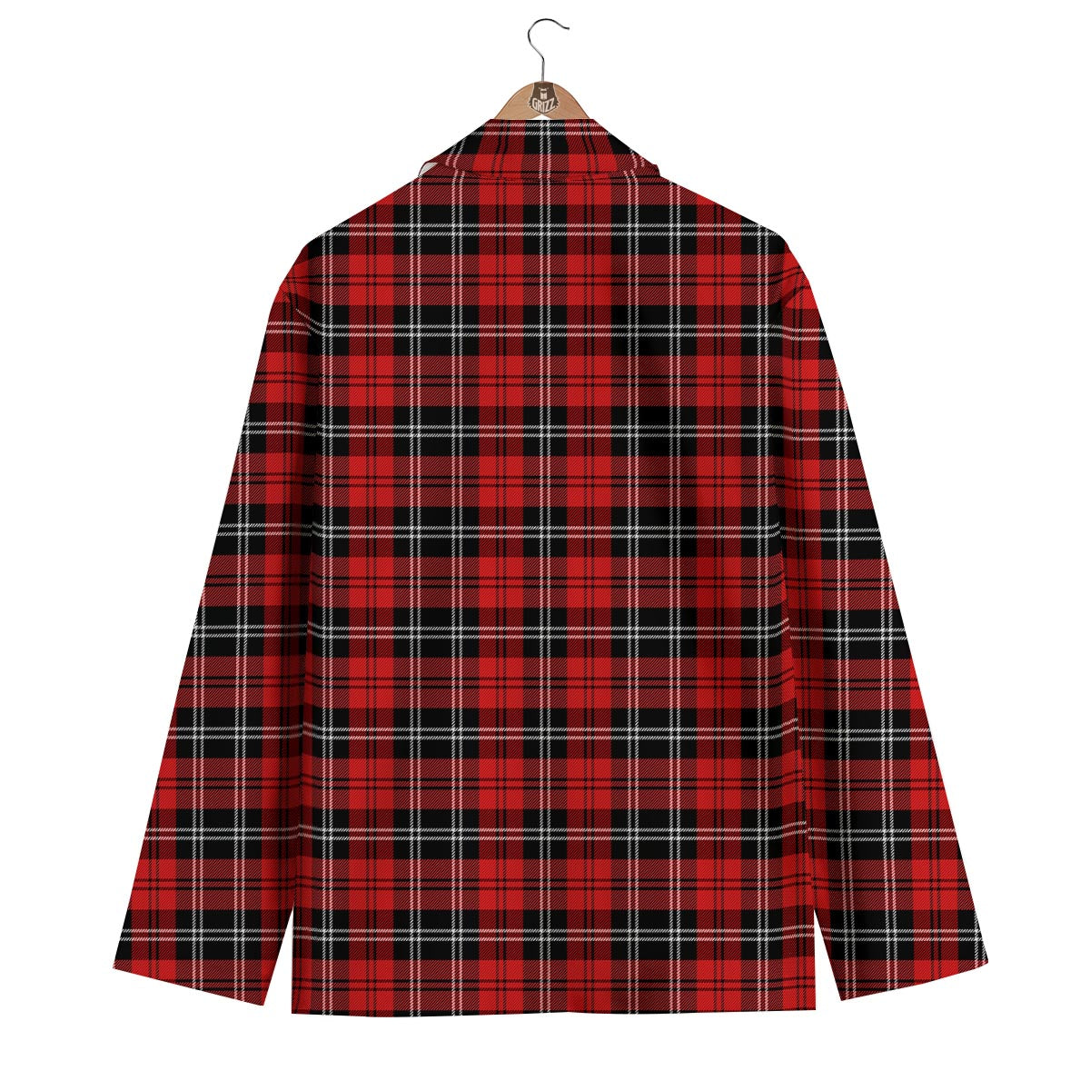 Scottish Plaid Red Black And White Print Pattern Men's Blazer-grizzshop