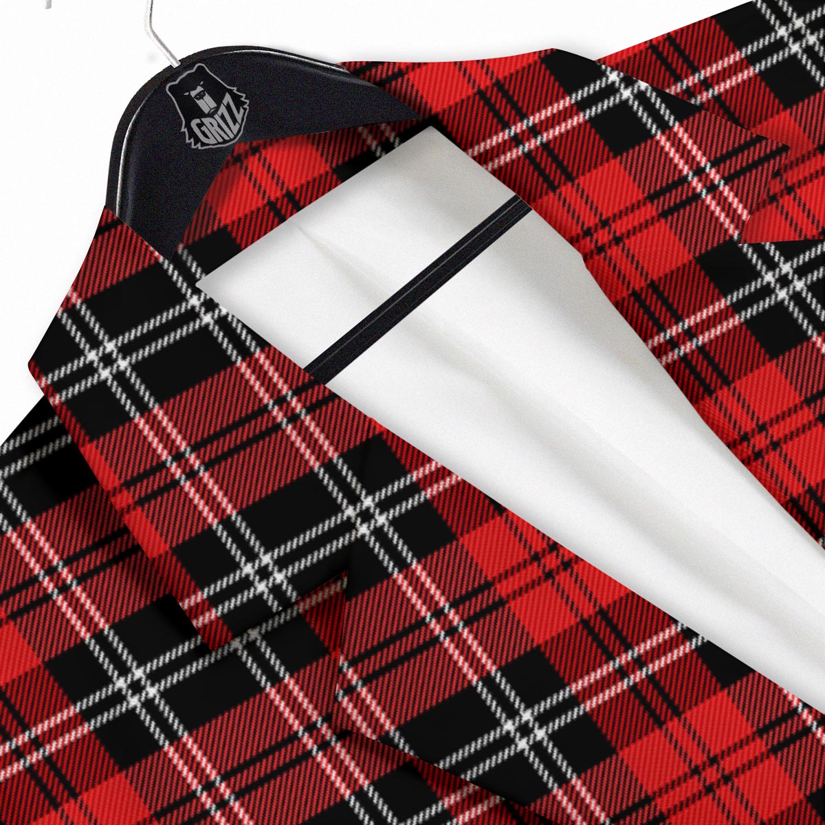 Scottish Plaid Red Black And White Print Pattern Men's Sport Coat-grizzshop