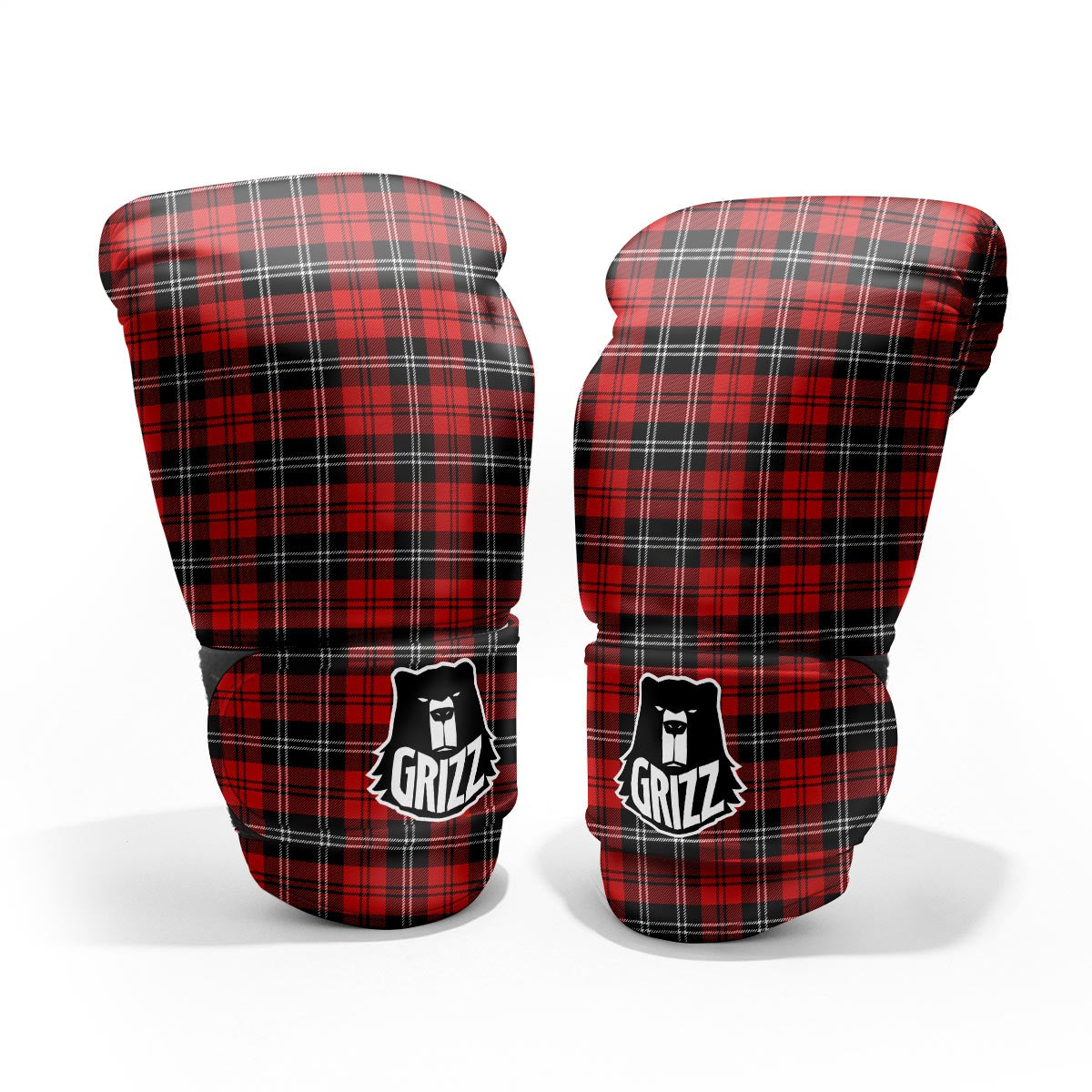 Scottish Plaid Red Black And White Print Pattern Pro Boxing Glove