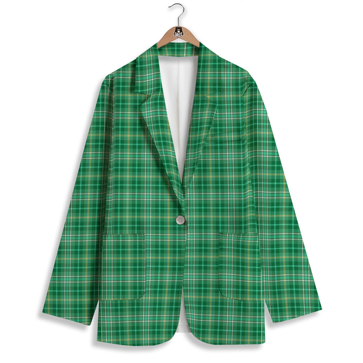 Scottish Plaid St. Patrick's Day Print Pattern Women's Blazer-grizzshop