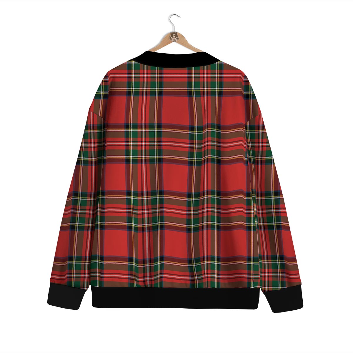 Scottish Stewart Tartan Print Pattern Cardigan-grizzshop