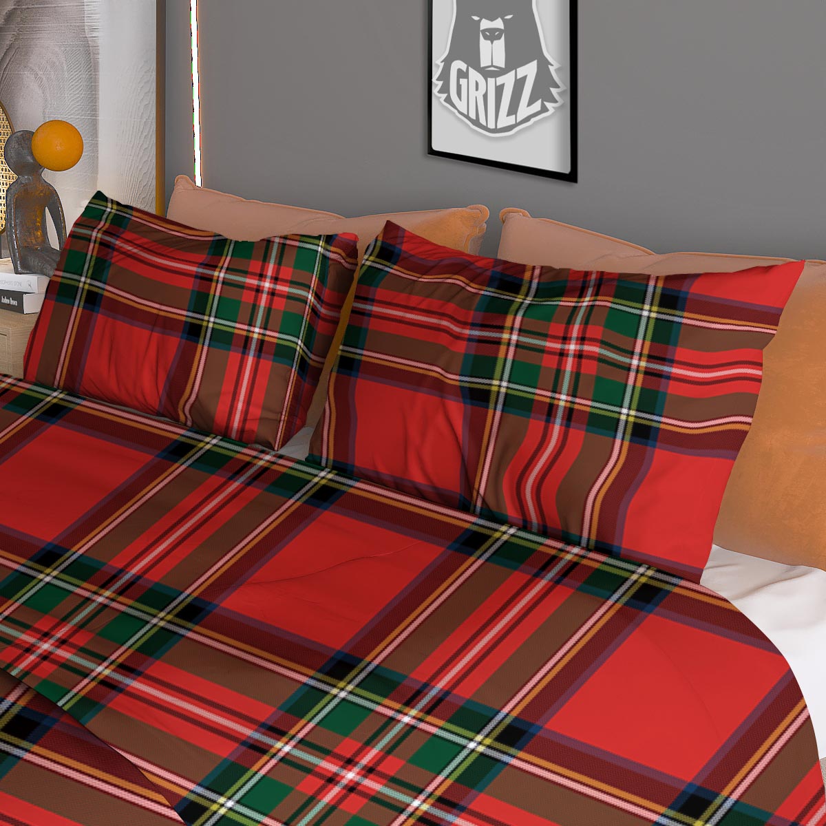 Scottish Stewart Tartan Print Pattern Duvet Cover Bedding Set