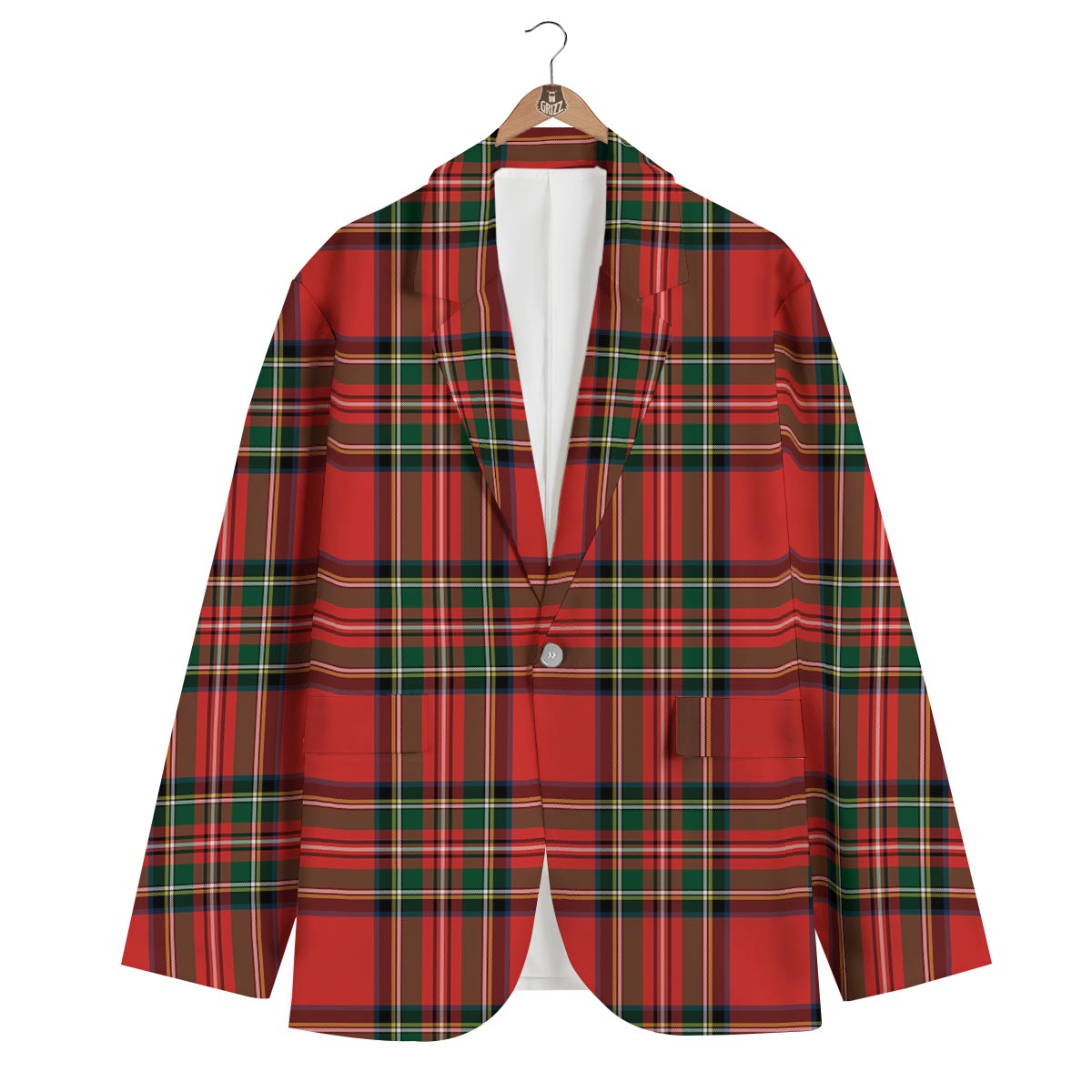 Scottish Stewart Tartan Print Pattern Men's Blazer-grizzshop