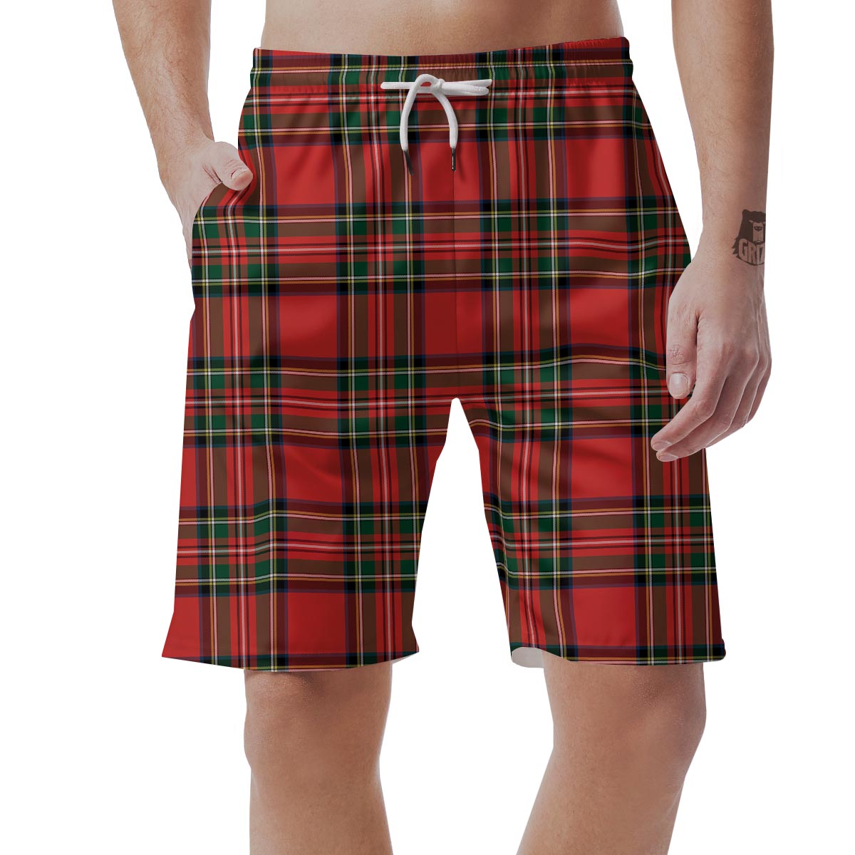 Scottish Stewart Tartan Print Pattern Men's Shorts-grizzshop