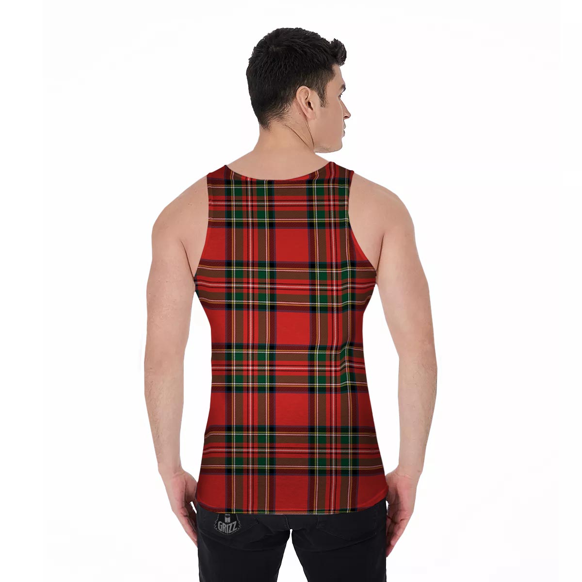 Scottish Stewart Tartan Print Pattern Men's Tank Top-grizzshop