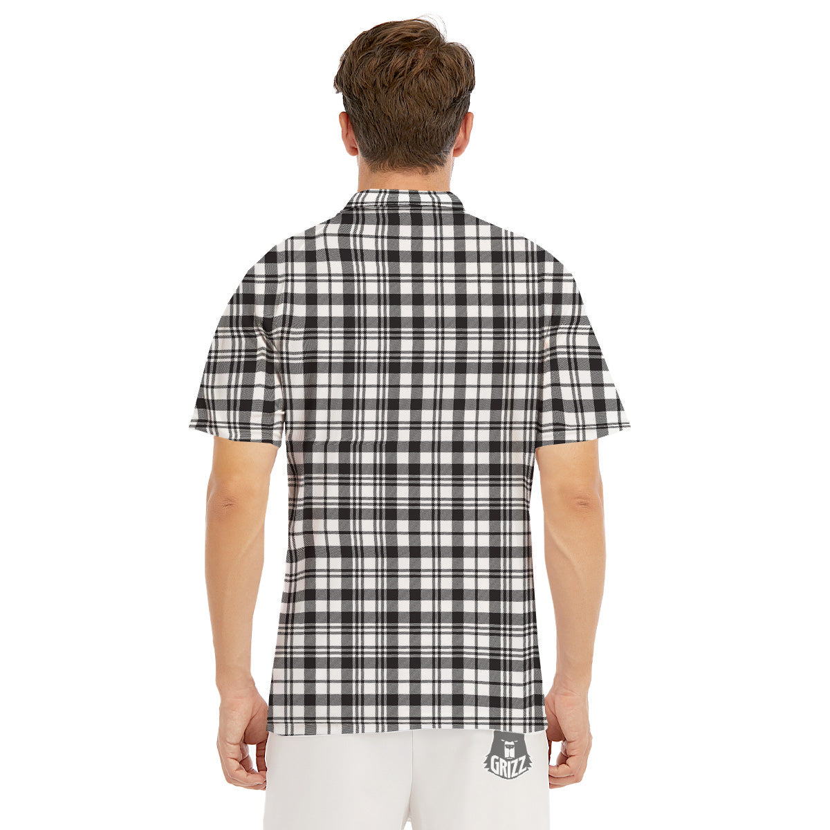 Scottish Tartan Black Watch Print Men's Golf Shirts-grizzshop