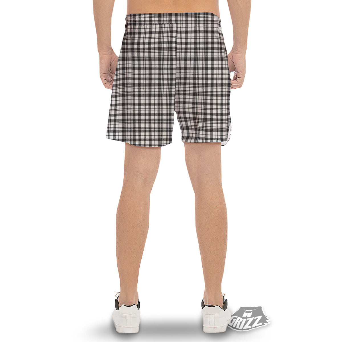 Scottish Tartan Black Watch Print Men's Gym Shorts-grizzshop