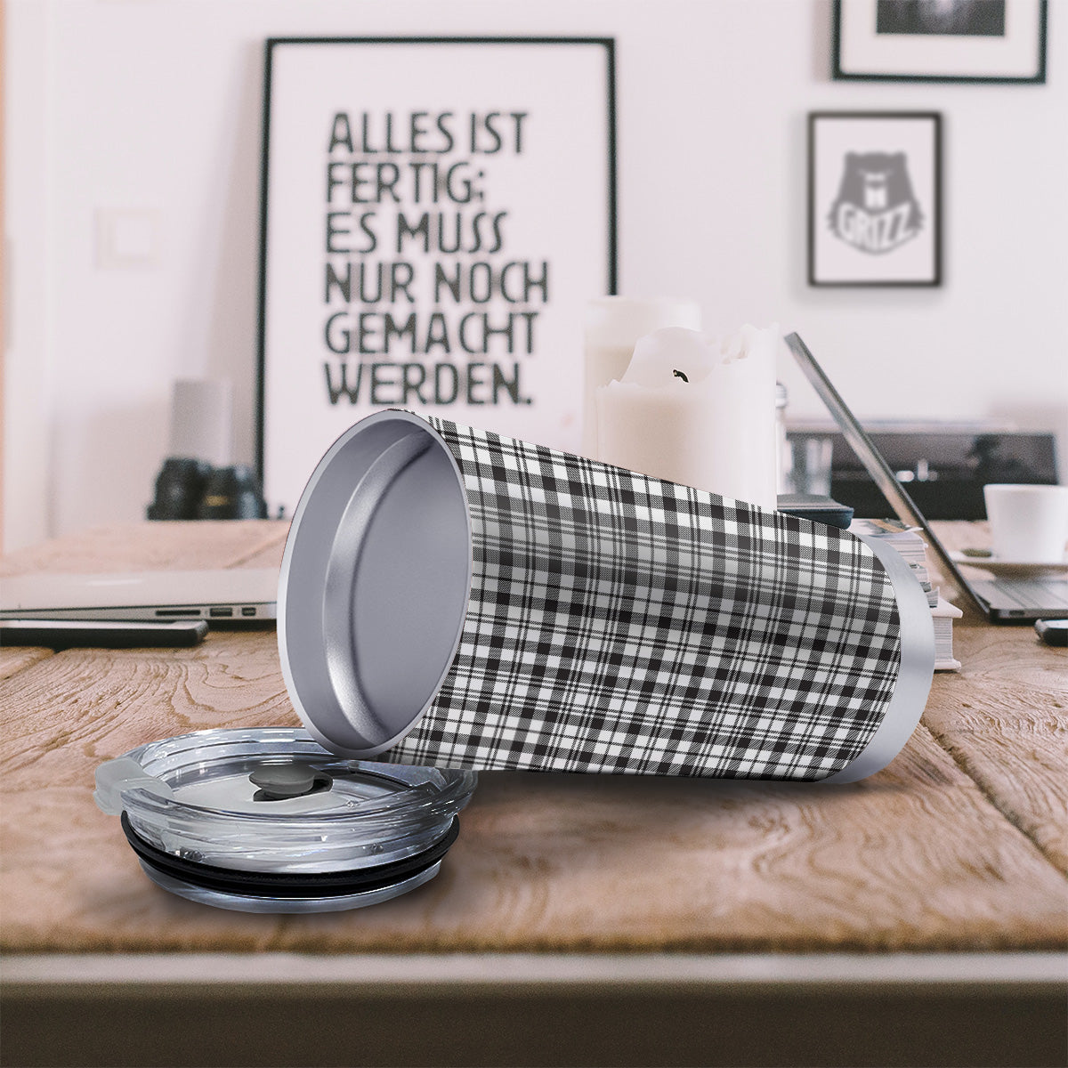 Scottish Tartan Black Watch Print Tumbler-grizzshop