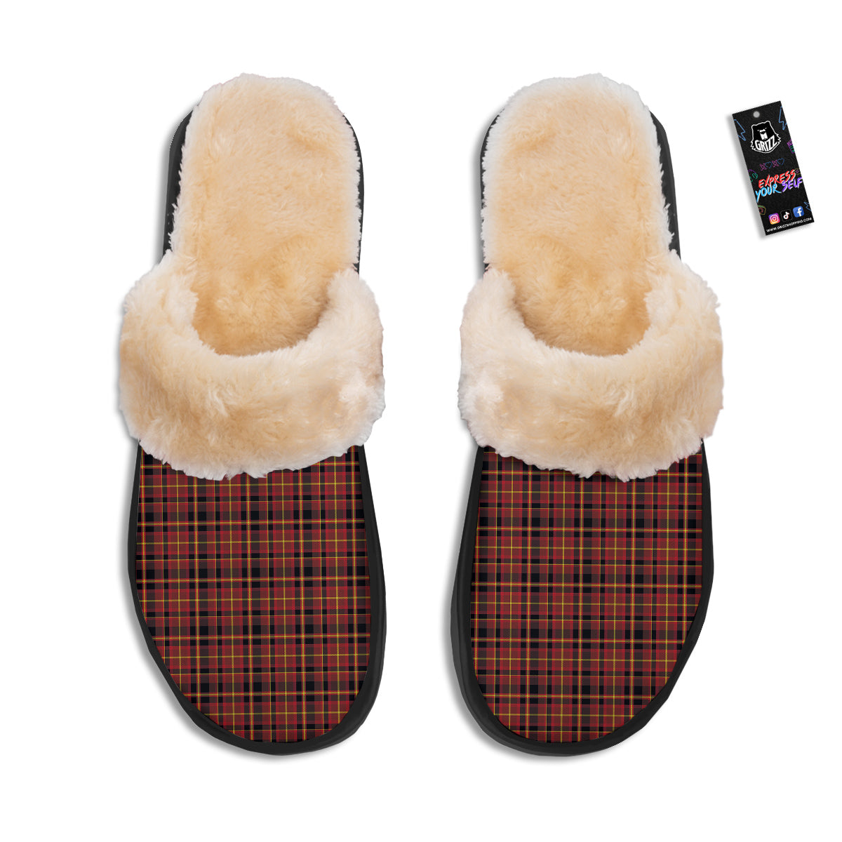 Scottish Tartan Clan Wallace Print Slippers-grizzshop