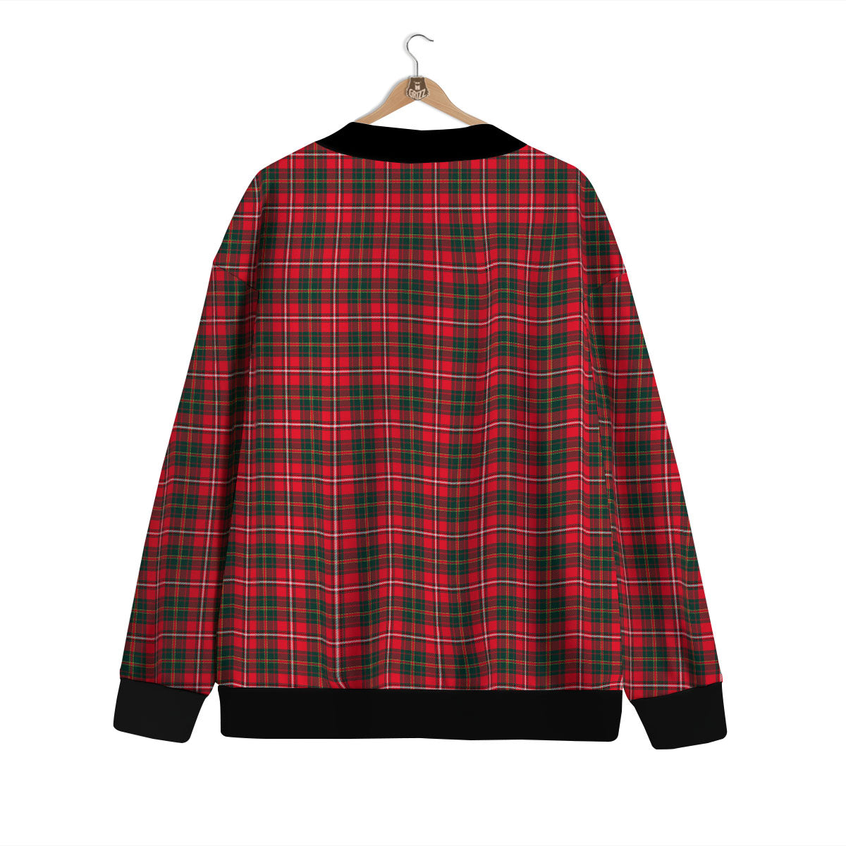 Scottish Tartan Green And Red Print Cardigan-grizzshop