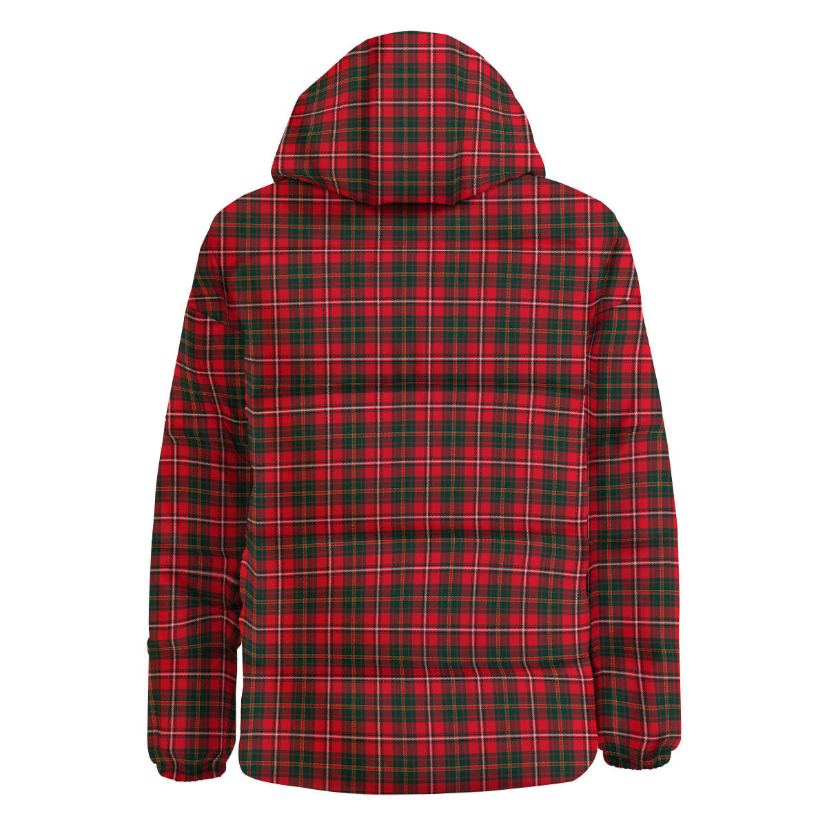 Scottish Tartan Green And Red Print Down Jacket-grizzshop