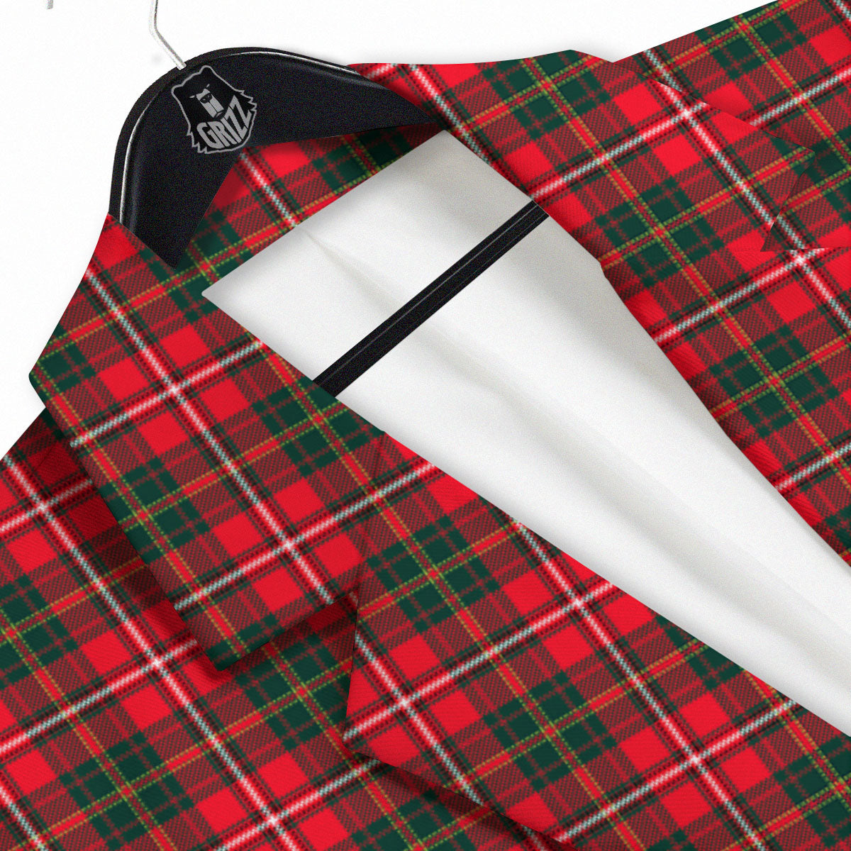 Scottish Tartan Green And Red Print Men's Sport Coat-grizzshop